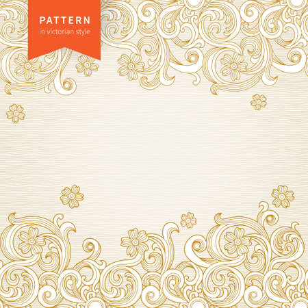 Vector ornate floral pattern in Victorian style. Element for design. Ornamental background. It can be used for decorating of wedding invitations, greeting cards, decoration for bags and clothes.のイラスト素材