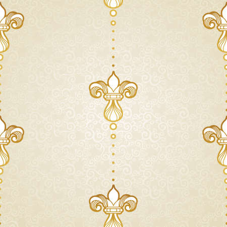 Vector seamless pattern in Victorian style. Golden vintage element for design. Ornamental vintage tracery. Ornate floral decor for wallpaper. Endless vintage texture. Light pattern fill.のイラスト素材