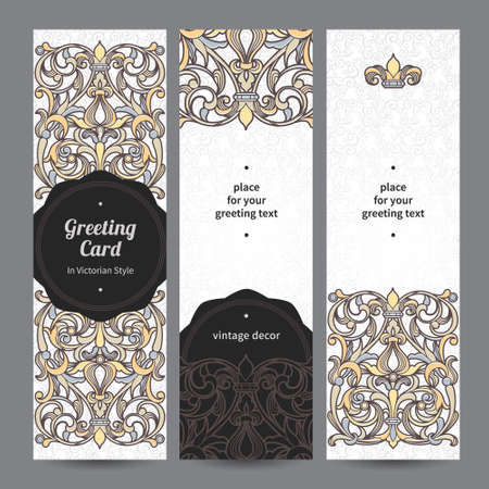 Vintage ornate cards in Victorian styleのイラスト素材