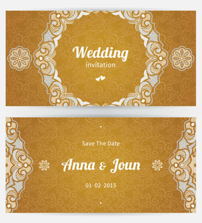 Vintage ornate cards in Eastern styleのイラスト素材