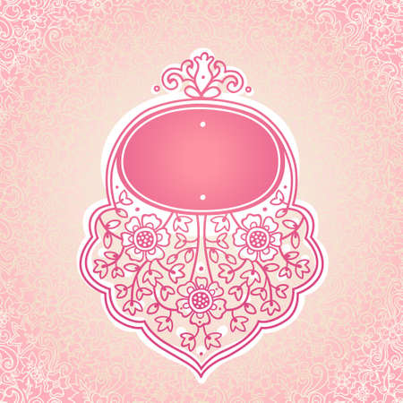 Ornate decorative frame for your text on seamless floral background. It can be used for decorating of wedding invitations, greeting cards, decoration for bags and at tattoo creation.のイラスト素材