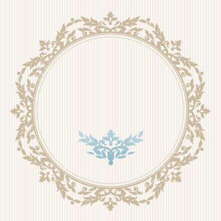Vector ornate frame in Victorian style. Decorative element for design and place for text. Ornamental lace pattern for wedding invitations and greeting cards.Traditional decor on light background.のイラスト素材