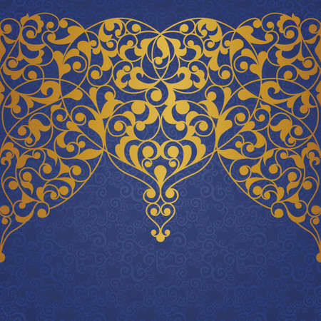 Vector ornate seamless border in Eastern style. Line art element for design, place for text....