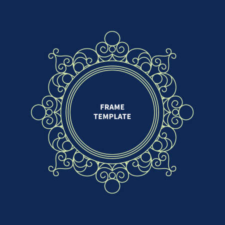 Vector decorative line art frame for design template. Elegant element for  design, place for text. Light outline floral border. Lace illustration for invitations and greeting cards.のイラスト素材