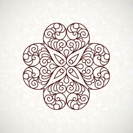 Vector vintage pattern in Eastern style. Ornate element for design. Ornamental pattern for wedding invitations, greeting cards. Traditional contrast decor. Mandala.のイラスト素材