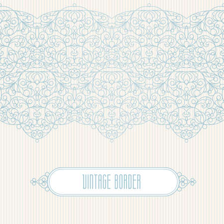 Vector ornate seamless border in Eastern style. Line art element for design, place for text. Ornamental vintage frame for wedding invitations and greeting cards. Traditional outline decor.のイラスト素材