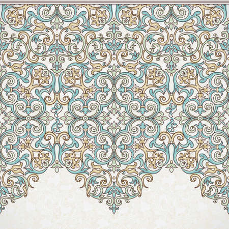 Vector ornate seamless border in Victorian style. Gorgeous element for design, place for text. Ornamental vintage pattern for wedding invitations, birthday and greeting cards. Traditional outline decor.のイラスト素材