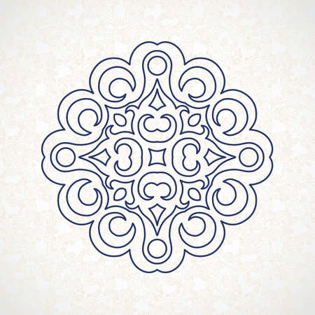 Vector vintage pattern in Eastern style. Ornate element for line art design. Ornamental pattern for wedding invitations, greeting cards. Traditional blue decor. Mandala.のイラスト素材