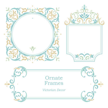 Vector decorative frame in Victorian style. Elegant element for design template, place for text. Pastel floral border. Lace decor for birthday and greeting card, wedding invitation, Thank you message.のイラスト素材