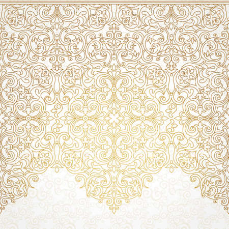 Vector ornate seamless border in Victorian style. Gorgeous element for design, place for text. Ornamental vintage pattern for wedding invitations, birthday and greeting cards. Traditional outline decor.のイラスト素材