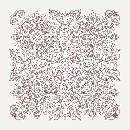 Vector vintage pattern in Victorian style. Ornate floral element for design. Ornament pattern for wedding invitations, birthday and greeting cards. Traditional outline decor. Square illustration.のイラスト素材