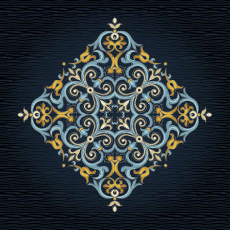 Vector vintage pattern in Victorian style. Ornate floral element for design. Ornament pattern for wedding invitations, birthday and greeting cards. Traditional bright decor. Square illustration.のイラスト素材