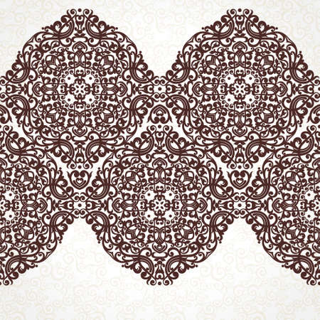 Vector ornate seamless border in Eastern style. Contrast element for design. Ornamental vintage pattern for wedding invitations, birthday and greeting cards. Traditional black decor.のイラスト素材