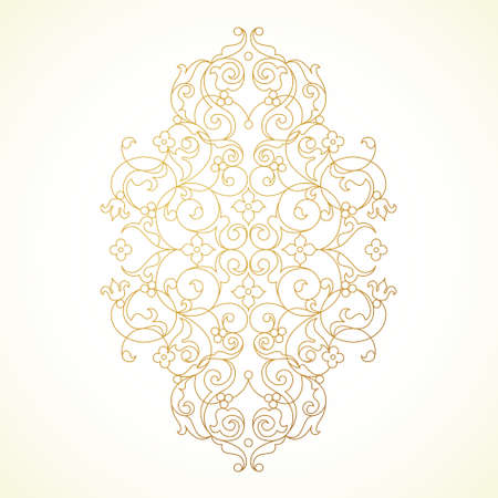 Vector vintage pattern in Eastern style. Ornate golden element for design. Oriental illustration. Floral ornament for wedding invitations, greeting cards. Traditional outline decor.のイラスト素材