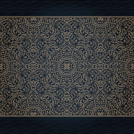 Vector ornate seamless border in Eastern style. Lace element. Ornamental vintage frame for invitations, greeting cards, design template, oriental background. Traditional elegant decor.のイラスト素材
