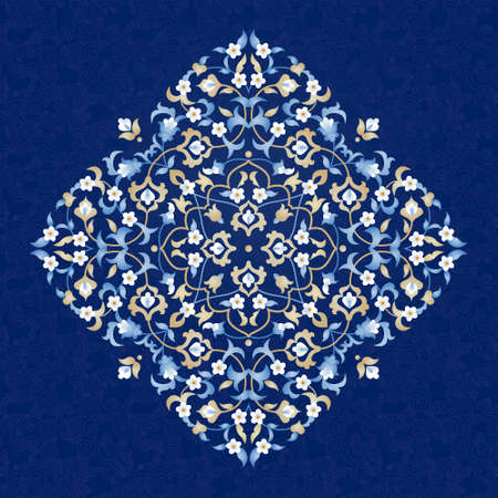 Vector vintage pattern in Eastern style. Ornate floral element for design. Ornamental traditional illustration for invitations, birthday and greeting cards. Bright elegant mandala.のイラスト素材