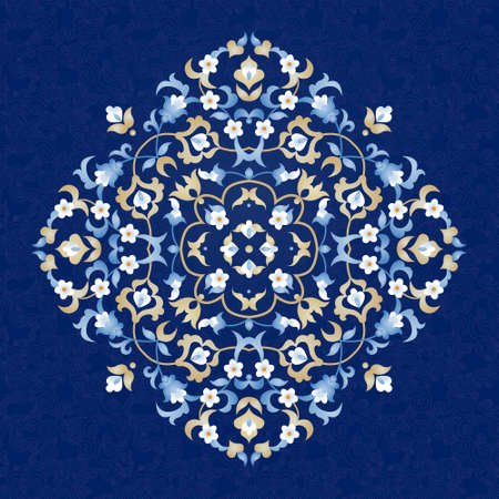 Vector vintage pattern in Eastern style. Ornate floral element for design. Ornamental traditional illustration for invitations, birthday and greeting cards. Bright elegant mandala.のイラスト素材