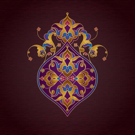 Vector vintage pattern in Eastern style. Ornate floral element for design. Ornamental traditional illustration for wedding invitations, birthday and greeting cards. Bright elegant bouquet.のイラスト素材