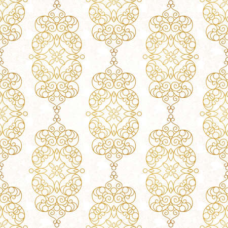 Vintage design element in Eastern style. Vector seamless pattern with floral ornament.  Ornamental lace tracery. Golden ornate illustration for wallpaper. Traditional arabic decor on light background.のイラスト素材