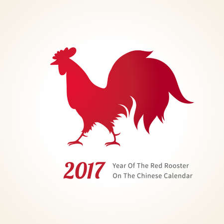 Vector illustration of rooster, symbol of 2017 on the Chinese calendar. Silhouette of red cock. Vector element for New Year's design. Image of 2017 year of Red Rooster.のイラスト素材