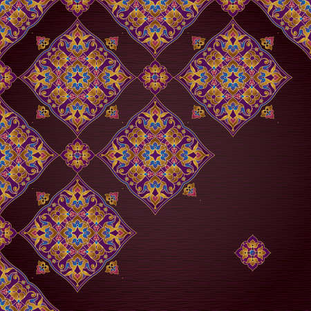 Vector pattern with bright floral ornament. Vintage design in Eastern style. Ornamental lace...