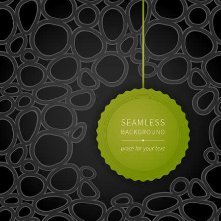 Bright contrast spotted seamless pattern. Drops background. Bright green label on dark abstract backdrop. It can be used for wallpaper, pattern fills, web page background, surface textures.のイラスト素材