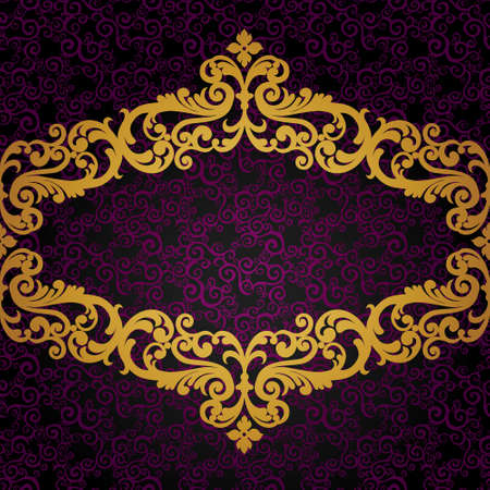 Vector baroque frame in Victorian style. Element for design. You can place the text in an empty frame. It can be used for decorating of invitations, greeting cards, decoration for bags and clothes.のイラスト素材