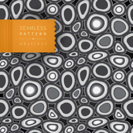 Bright contrast spotted seamless pattern. Drops background. Bright orange label on dark abstract backdrop. It can be used for wallpaper, pattern fills, web page background, surface textures.のイラスト素材