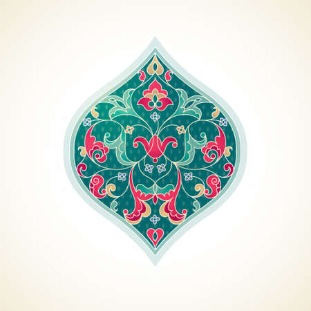 Vector vintage pattern in Eastern style. Ornate floral element for design. Ornamental traditional illustration for wedding invitations, birthday and greeting cards. Bright elegant bouquet.のイラスト素材