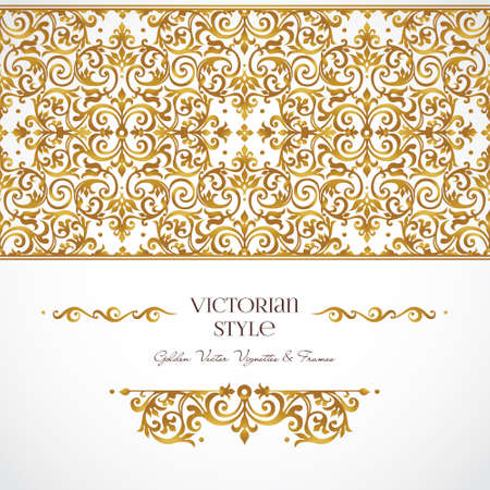 Vector set of golden vignettes and borders for design template. Elements in Victorian style. Luxury floral frames. Ornate decor for invitations, greeting cards, certificate, thank you message.のイラスト素材