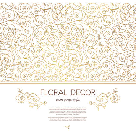 Vector seamless border for design template. Elements in Eastern style. Luxury floral frame. Golden ornate decor for invitations, greeting cards, certificate, thank you message. Traditional decor, place for text.のイラスト素材