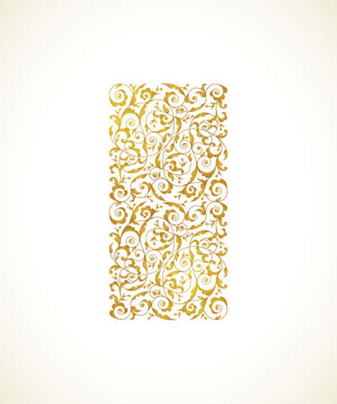 Vector vintage pattern in Eastern style. Ornate element, rectangle illustration. Golden floral ornament. Luxury decor for invitations, greeting cards, thank you message.のイラスト素材