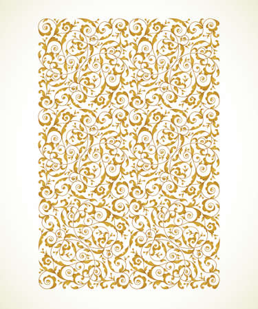 Vector vintage pattern in Eastern style. Ornate element, rectangle illustration. Golden floral ornament. Luxury decor for invitations, greeting cards, thank you message.のイラスト素材