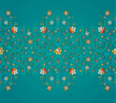 Vector vintage decor; ornate seamless border for design template. Eastern style element. Luxury floral decoration. Illustration for invitation, greeting card, wallpaper, web,  background.のイラスト素材