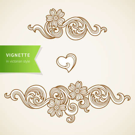 Vector baroque ornament in Victorian style. Ornate element for design. Toolkit for designer. It can be used for decorating of wedding invitations, greeting cards, decoration for bags and clothes.のイラスト素材