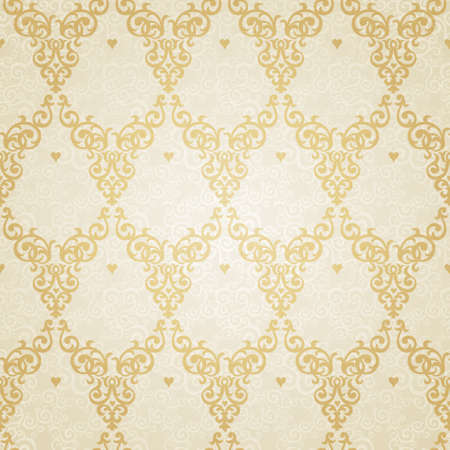 Vector seamless pattern in Victorian style. Element for design. Ornamental backdrop. Golden floral background. Ornate decor for wallpaper. Endless texture. Deluxe pattern fill.のイラスト素材