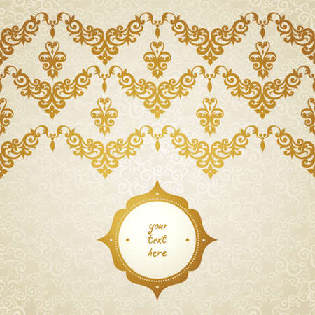 Vector seamless border in Victorian style. Element for design. You can place the text in an empty frame. It can be used for decorating of invitations, greeting cards, decoration for bags and clothes.のイラスト素材