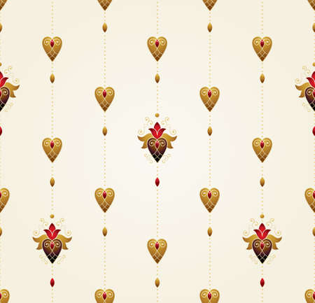 Vector vintage decor, ornate seamless pattern for design template. Eastern style element. Ethnic decoration. Arabic golden motifs. Ornamental paisley illustration for packing, web, background.のイラスト素材