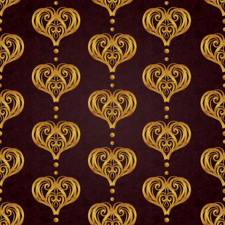 Vector vintage decor; ornate floral seamless pattern for design template. Victorian style gold element. Rococo decoration. Arabic golden motifs. Ornamental illustration for background, packing, wallpaper.のイラスト素材