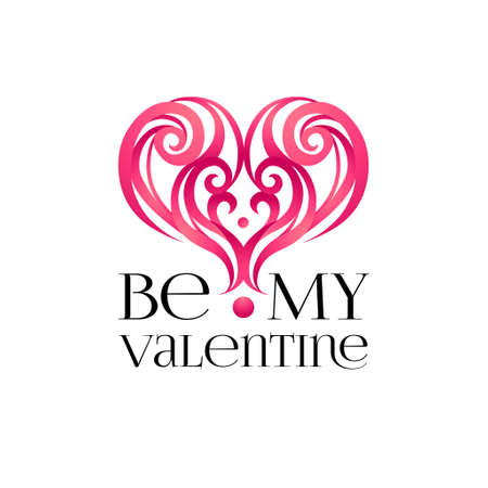 Ornate vector hearts in Victorian style. Pink design element for  Happy Valentines Day greetings. Romantic floral illustration for Valentines cards. Day Of Love. Be my Valentineのイラスト素材