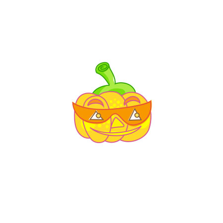 Vector illustration. Cheerful smiling pumpkin. Pumpkin Jack. Isolated, on white background. Halloween character. Happy Halloween!のイラスト素材