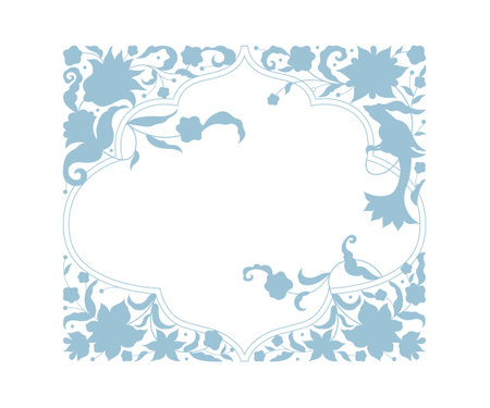 Vector floral frame, vignette, border, card design template. Elements in Eastern style. Floral borders, premade card. Arabic ornament. Isolated ornaments. Ornamental decoration for invitations, cards, certificatesのイラスト素材