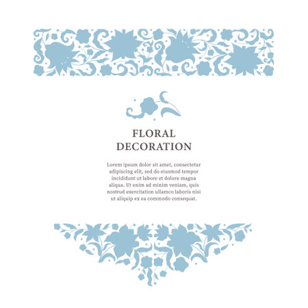 Vector floral frame, vignette, border, card design template. Elements in Eastern style. Floral silhouette border, premade card. Arabic ornament. Isolated ornaments. Ornamental decoration for invitations, cards, certificatesのイラスト素材
