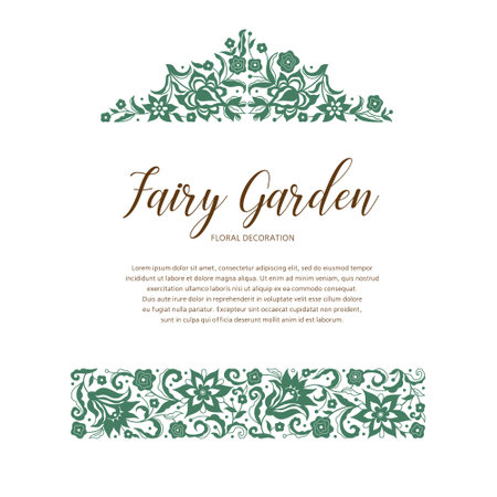 Vector floral frame, vignette, border, card design template. Elements in Oriental style. Floral silhouette border, premade card. Arabic ornament. Isolated ornaments. Ornamental decoration for invitations, cards, certificatesのイラスト素材