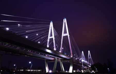 Saint Petersburg's bridge at nightの写真素材