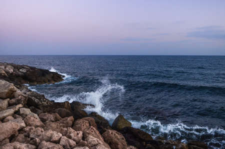 Huge waves crashing on the rocks of Cyprusの写真素材