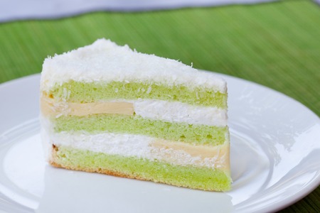Pandan layered cake Traditional Indonesian desert Stone backgroundの写真素材