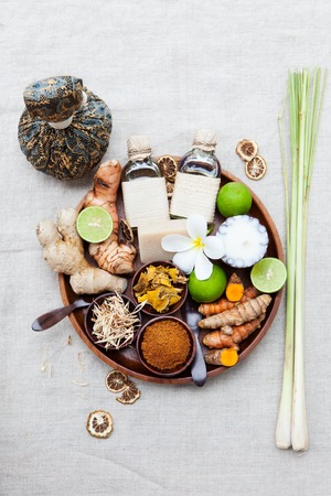 Spa, heath care set of essential oil, soap, spicesの写真素材
