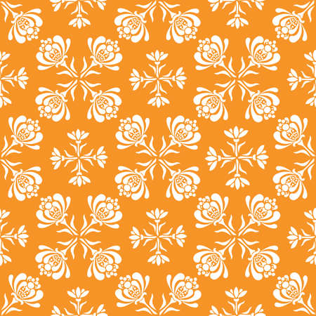 Vector seamless pattern with abstract retro style flowers in geometric layoutのイラスト素材