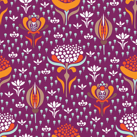 Vector Mystical Garden Flowers seamless pattern
